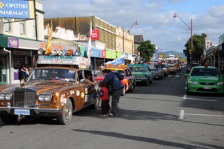 Variety Bash cars during a street parade in Opotiki